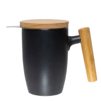 Чашка-заварник Wooden Brew Mug Light черная, 450 мл