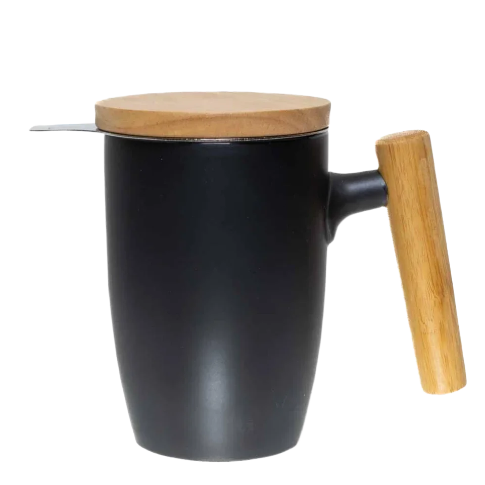 Чашка-заварник Wooden Brew Mug Light черная, 450 мл