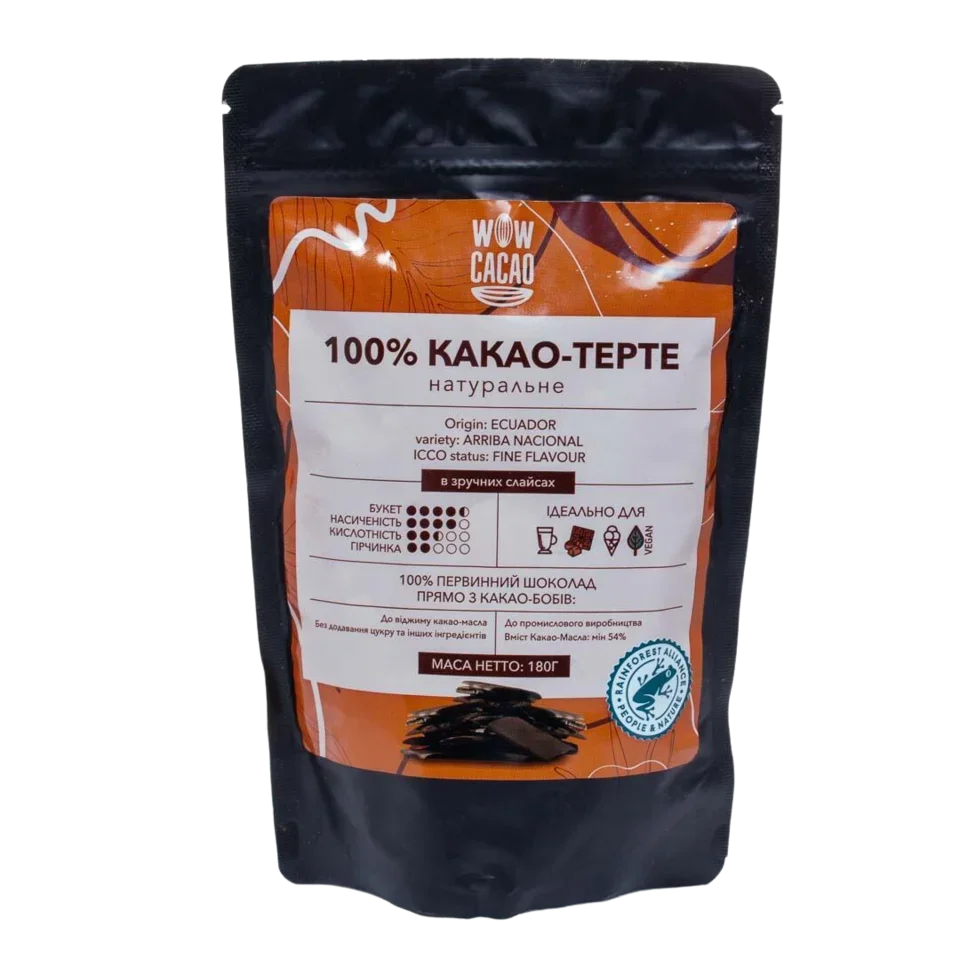 Какао WOW CACAO тертое в слайсах, 180 г